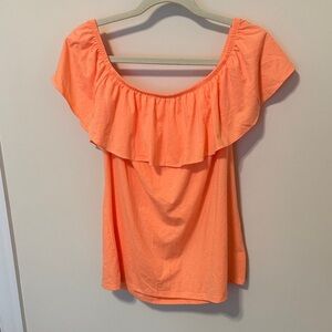 Lilly Pulitzer Women’s Orange La Fortuna Ruffled Blouse / Size L / Brand NWT